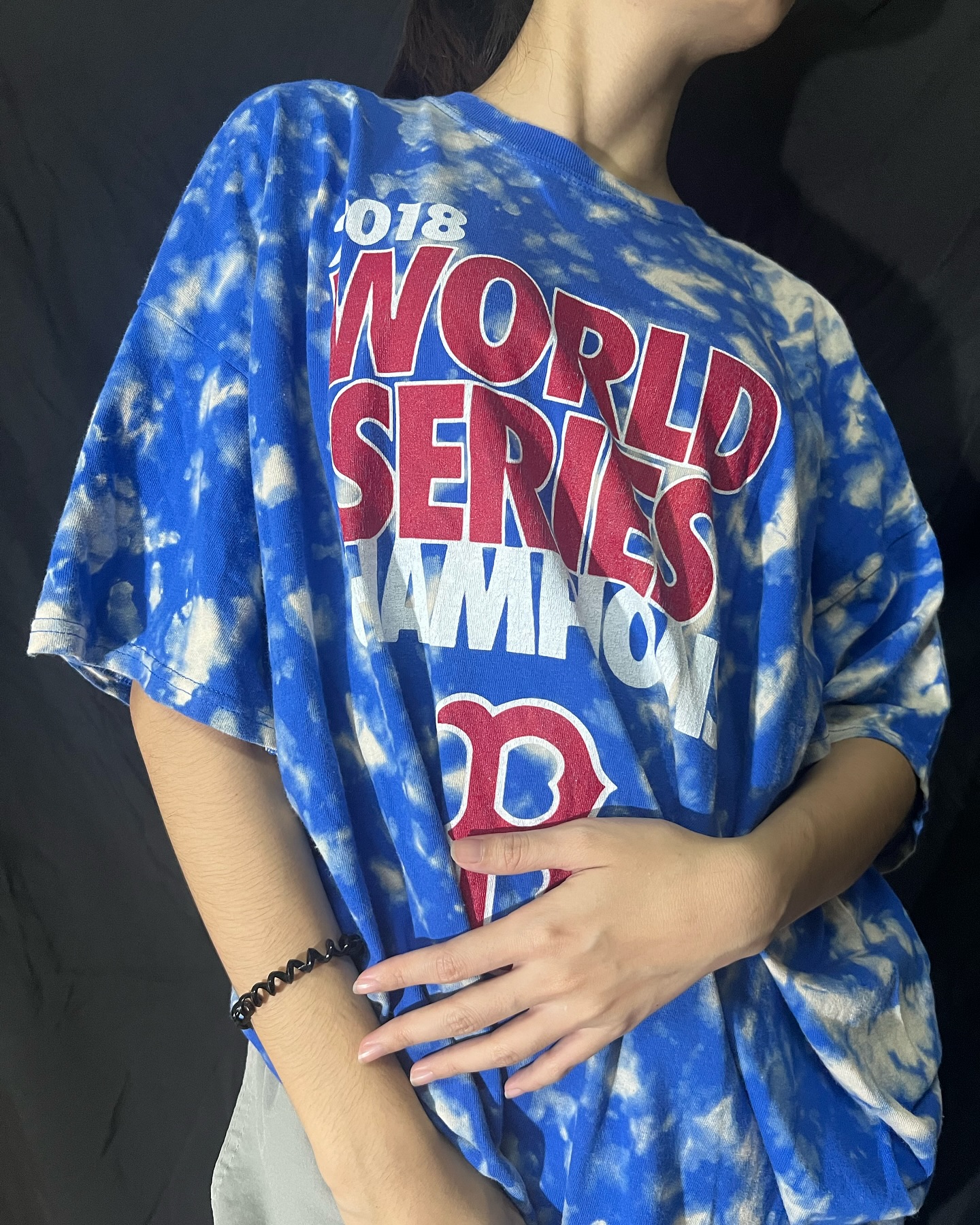 TS103 เสื้อยืดมัดย้อม สีกรมสกรีน tyco