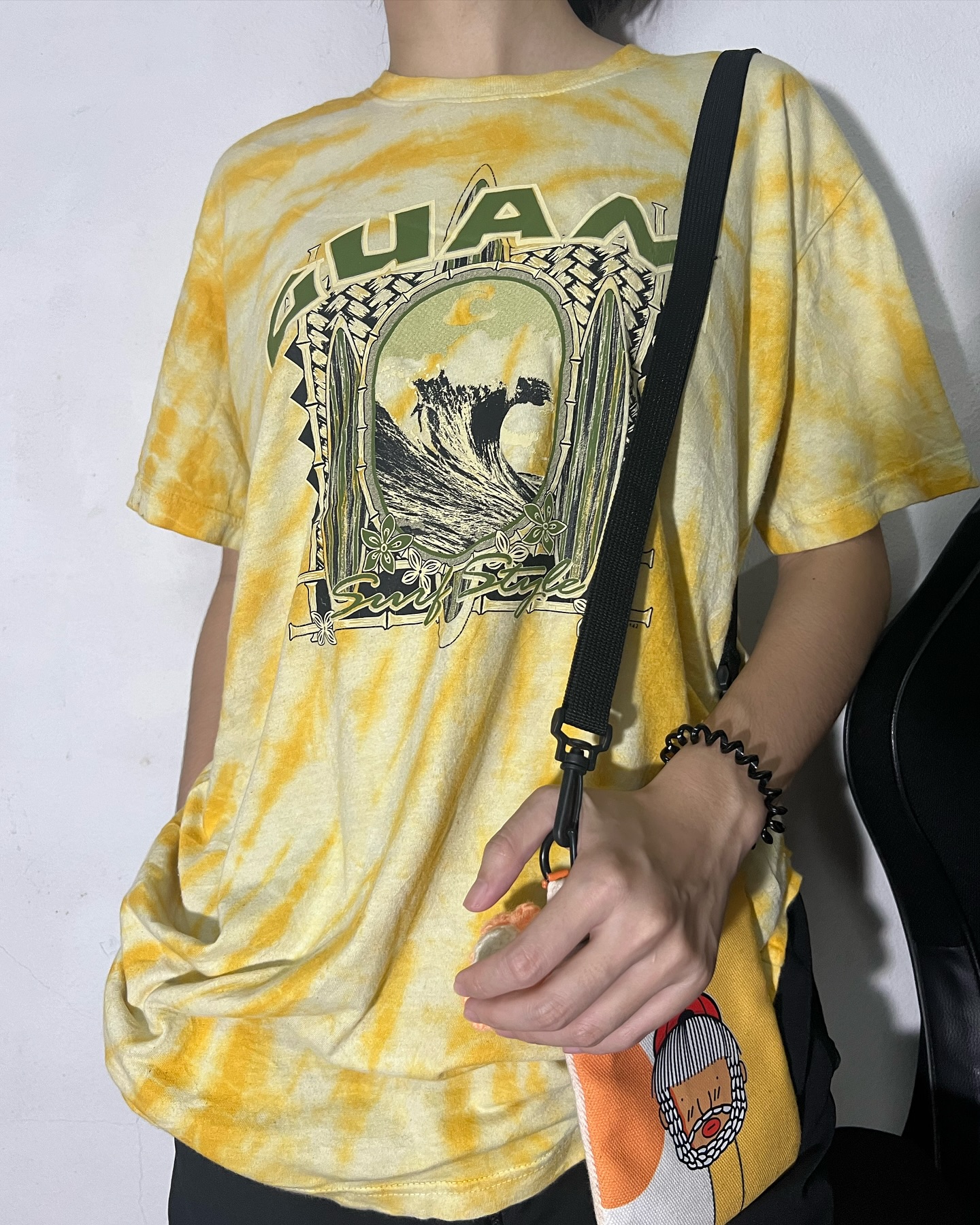 TS070 เสื้อยืดมัดย้อม สีเหลืองสกรีน Guam 50